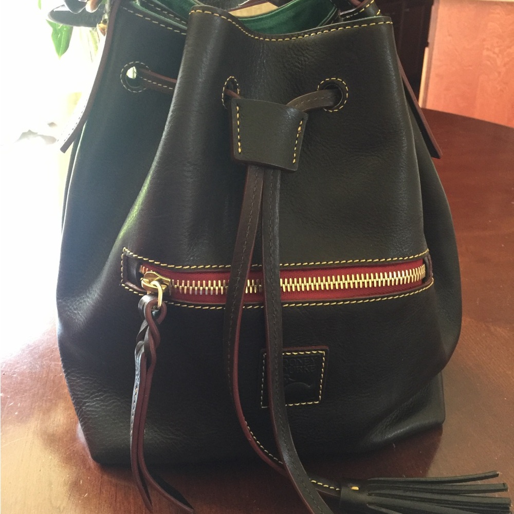Dooney & Bourke Florentine Leather Small Logan Drawstring Bag in T’moro Brown